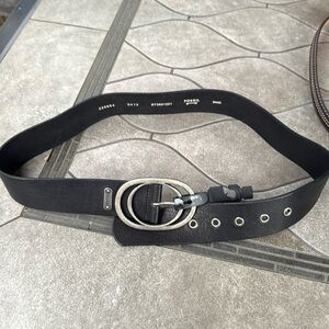 Fossil Brown Leather Belt with Gold Trim